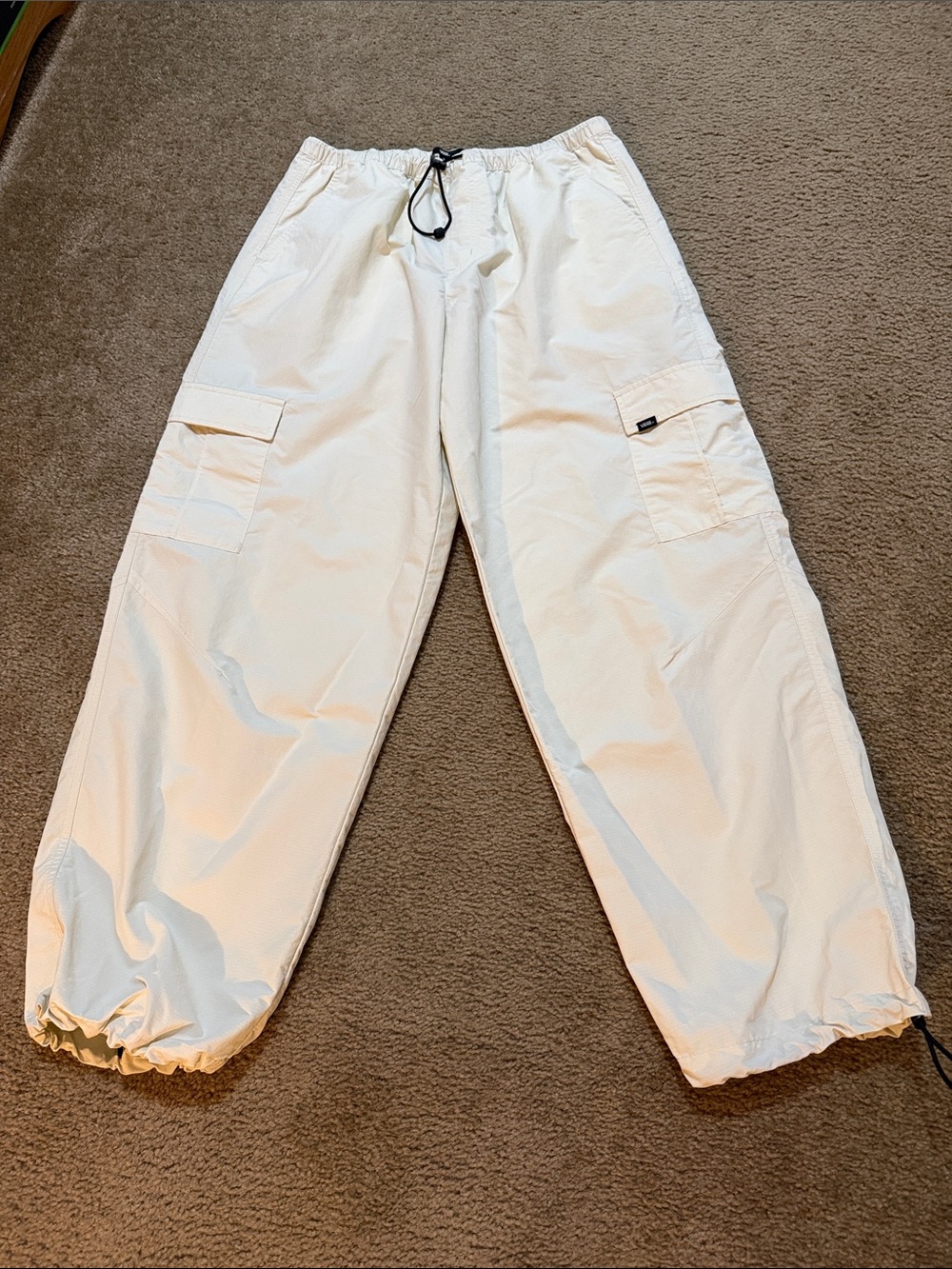 Vans Cream adjustable Elastic Pants size medium